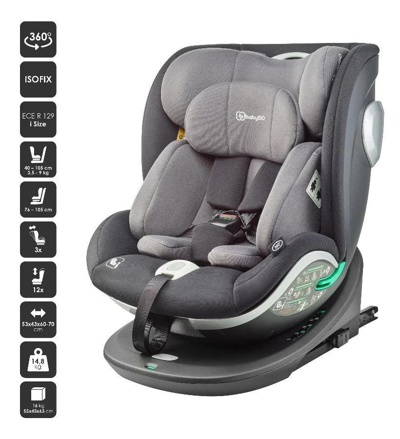 Babygo Grow Up Black I-Size 360° Autostoel 0-36 Kg 2801 - Afbeelding 8