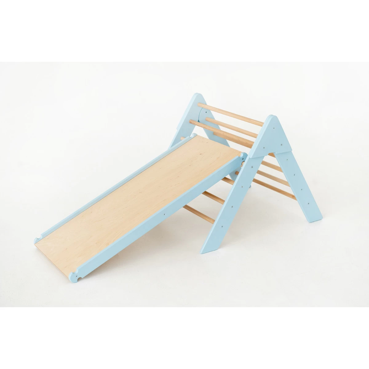 Luna Toys Blauw Houten Klimrek Met Glijbaan LU-36967 2 Luna Toys Blauw Houten Klimrek Met Glijbaan LU-36967 - Afbeelding 2