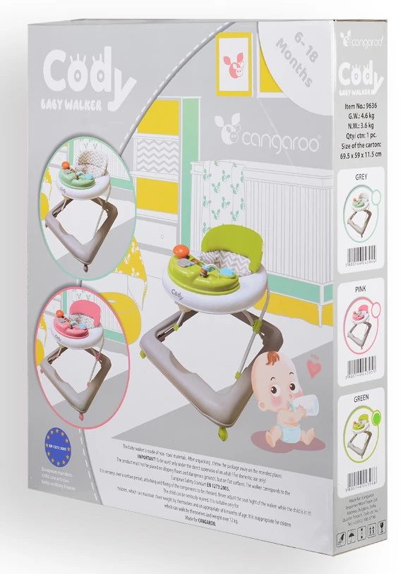 Cangaroo Baby Walker Cody Grey Loopstoel 3944 7 Cangaroo Baby Walker Cody Grey Loopstoel 3944 - Afbeelding 7