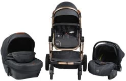 Cangaroo Polly Black 3-in-1 Combi Kinderwagen Incl. Autostoel