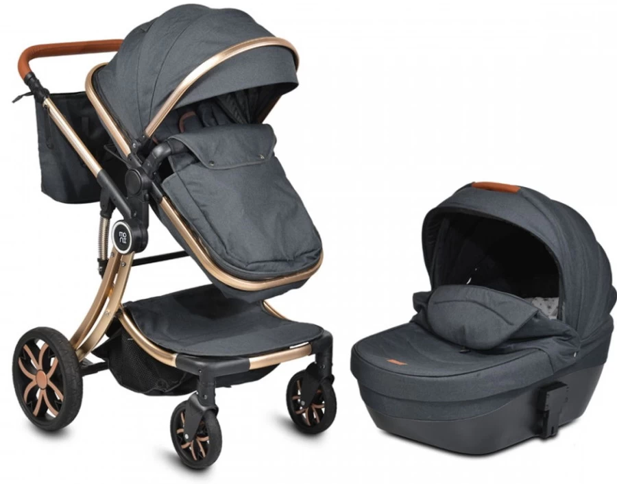 Cangaroo Polly Black 3-in-1 Combi Kinderwagen Incl. Autostoel 2 Cangaroo Polly Black 3-in-1 Combi Kinderwagen Incl. Autostoel - Afbeelding 2