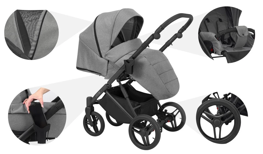 Kunert Lazzio Black Eco-Leather 2-in-1 Kinderwagen LAZ-11-BLACK 10 Kunert Lazzio Black Eco-Leather 2-in-1 Kinderwagen LAZ-11-BLACK - Afbeelding 10
