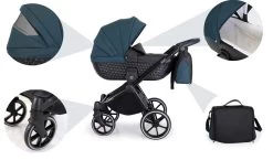 Kunert Talisman Black Pepper 2-in-1 Kinderwagen TA-06-BLACK -Baby Verkoop kunert talisman black green 2 in 1 kinderwagen ta 04 black 16 1