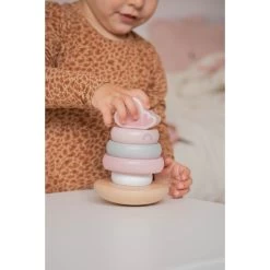 Label Label Roze Houten Tuimelring Piramide LLWT-25224 -Baby Verkoop llwt 25224 5420067925224 stacking rings balance pink 04