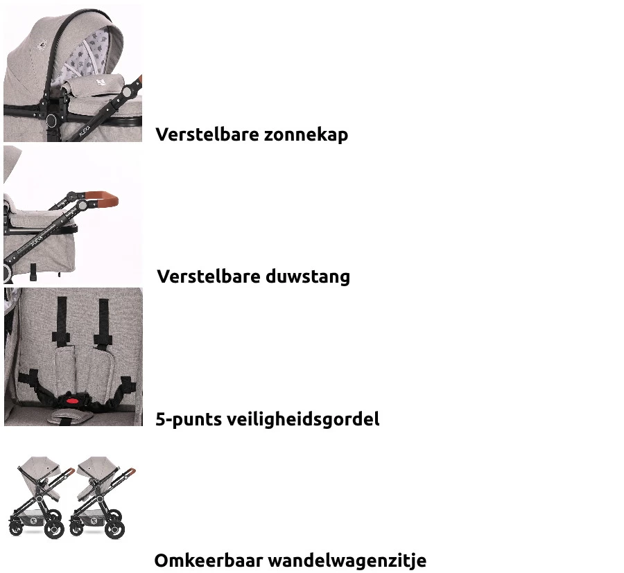 Lorelli Alexa Pearl Beige 3-in-1 Combi Kinderwagen Incl. Autostoel 1002129-2182D 13 Lorelli Alexa Pearl Beige 3-in-1 Combi Kinderwagen Incl. Autostoel 1002129-2182D - Afbeelding 13