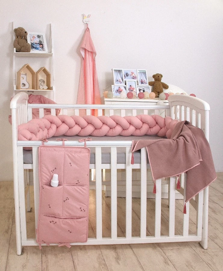 MamaLoes Amy Pure Roze 2-in-1 Babynest En Braided Bedbumper 80662 - Afbeelding 9