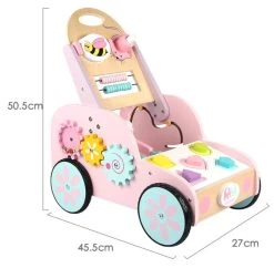 Eco Toys Roze Houten Activiteiten Loopwagen HC494888 -Baby Verkoop mamaloes eco toys roze houten activiteiten loopwagen hc494888 01