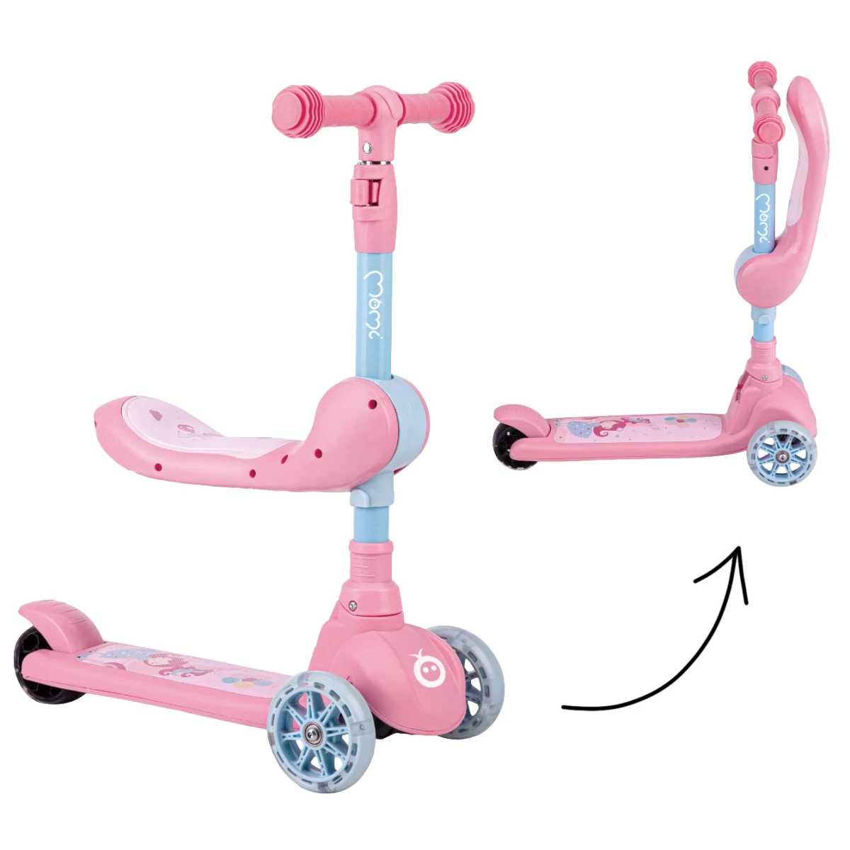 Momi Kiuru Pink 2-in-1 Step/Loopfiets HUBA00034 1 Momi Kiuru Pink 2-in-1 Step/Loopfiets HUBA00034