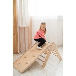 Luna Toys Naturel Houten Klimrek Met Glijbaan LU-36950 -Baby Verkoop natural 3