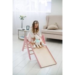 Luna Toys Roze Houten Klimrek Met Glijbaan LU-36974 15 Luna Toys Roze Houten Klimrek Met Glijbaan LU-36974 -Baby Verkoop pink 4