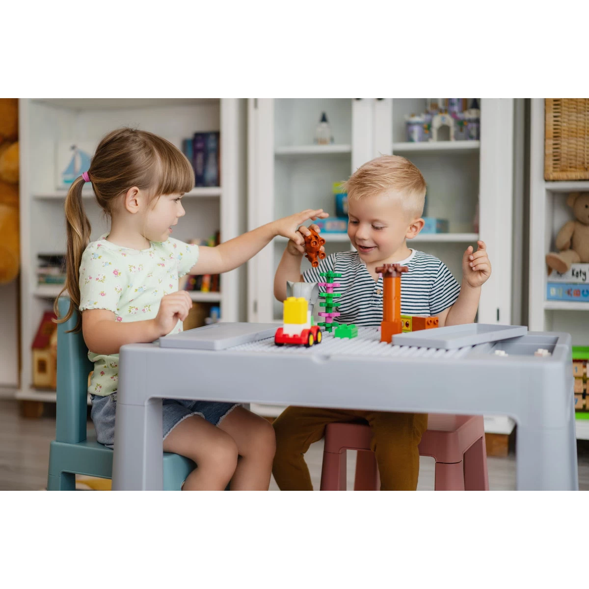 Tega Baby Teggi Grey/Old Rose/Turquoise Multifun 3-in-1 Tafel Met Twee Stoeltjes TI-011-174 4 Tega Baby Teggi Grey/Old Rose/Turquoise Multifun 3-in-1 Tafel Met Twee Stoeltjes TI-011-174 - Afbeelding 4